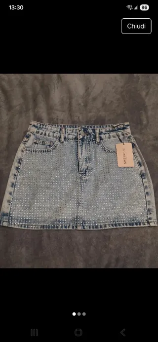 Minigonna jeans con brillantini