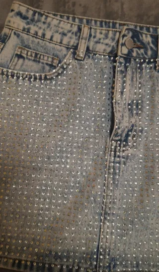 Minigonna jeans con brillantini