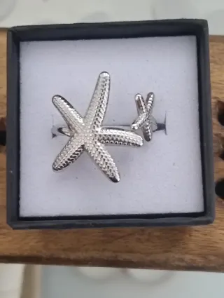 Anillo Estrella de Mar Ajustable Plata acero
