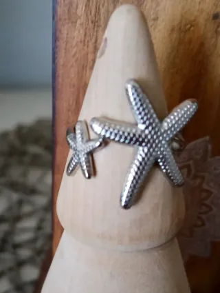 Anillo Estrella de Mar Ajustable Plata acero