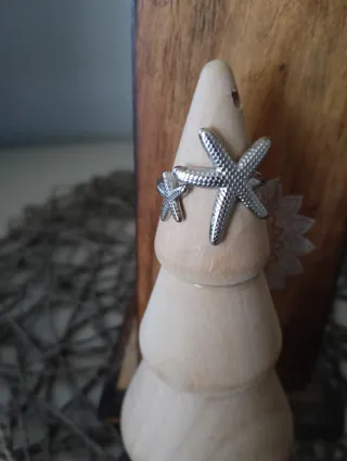 Anillo Estrella de Mar Ajustable Plata acero