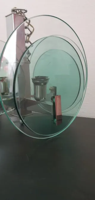 Lampadario Art Decò Metallo Cromato Vetro Anni '20