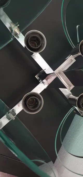 Lampadario Art Decò Metallo Cromato Vetro Anni '20