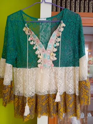 Blusa de Encaje Made In Italy Multicolor