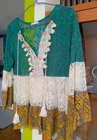 Blusa de Encaje Made In Italy Multicolor