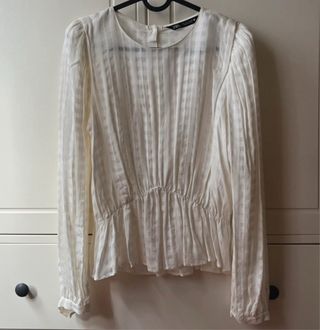 Blusa Zara Blanca Manga Larga