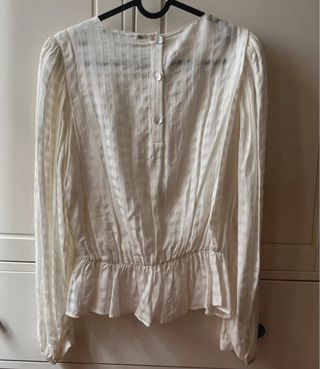 Blusa Zara Blanca Manga Larga