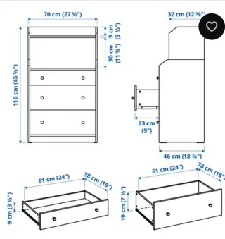 Cómoda 3 cajones y balda gris