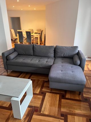 Sofá Cama ChaiseGris Maisons Du Monde + 2 Otomanos