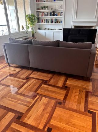 Sofá Cama ChaiseGris Maisons Du Monde + 2 Otomanos