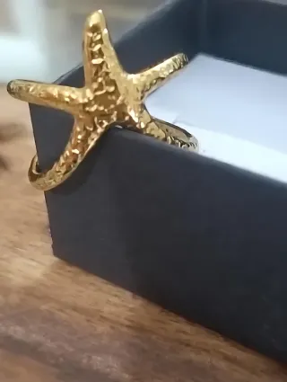 Anillo Estrella de Mar Plata y dorado de acero