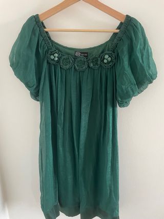 Vestido gasa fiesta verde