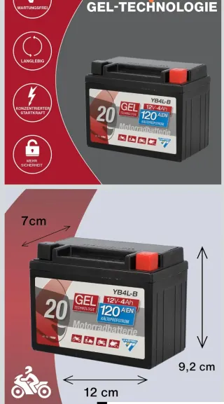 Batería moto GEL 12V 4Ah YB4L-B