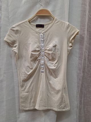 Camiseta Playboy Crema Mujer