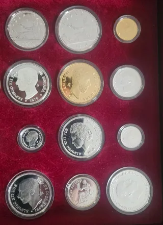 Colección 24 Monedas Peseta Plata y Oro
