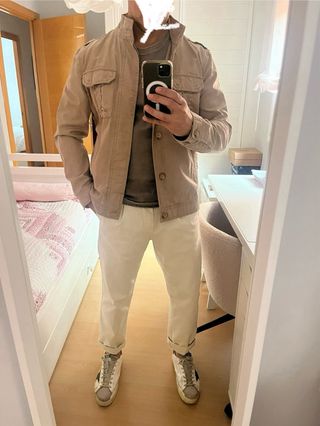 Chaqueta Massimo Dutti Beige blazer militar.