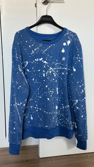 Sudadera G-Star RAW azul con salpicaduras blancas