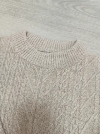 Jersey cuello Redondo Punto Trenzado Suave Talla L