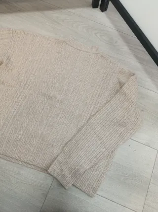 Jersey cuello Redondo Punto Trenzado Suave Talla L