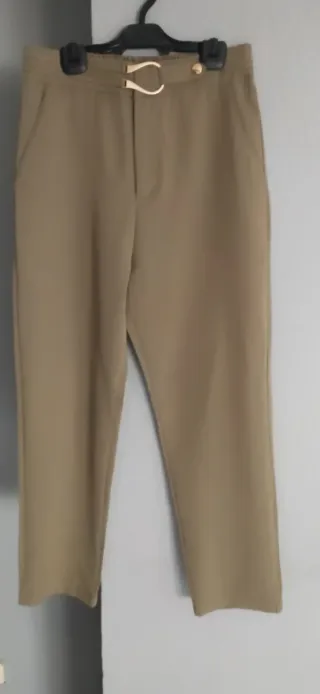 Pantalón elegante mujer color ( verde oliva)
