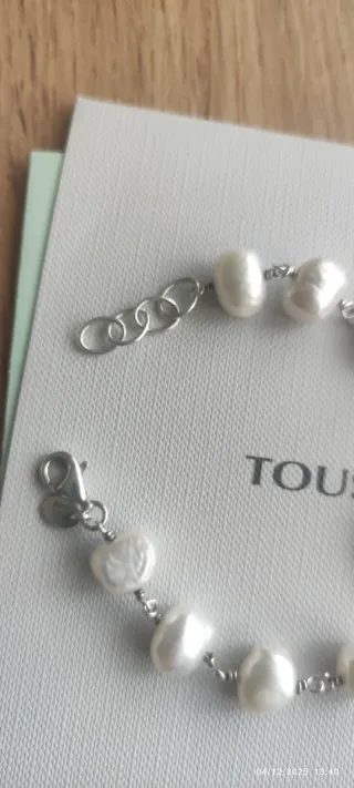 Pulsera Tous Plata Perlas Flor Rosa