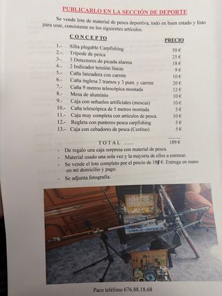 Lote material pesca deportiva