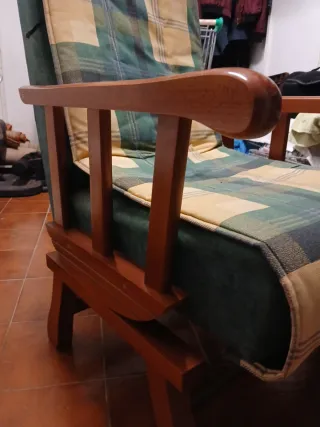 Sillón Butaca Mecedora Tela Madera