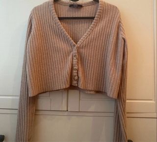 Jersey cardigan beige