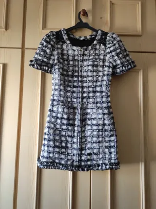 Vestido LOVESHACKFANCY cuadros blanco y negro