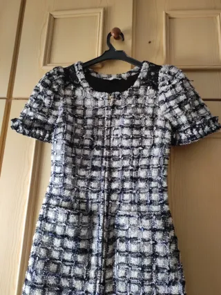 Vestido LOVESHACKFANCY cuadros blanco y negro