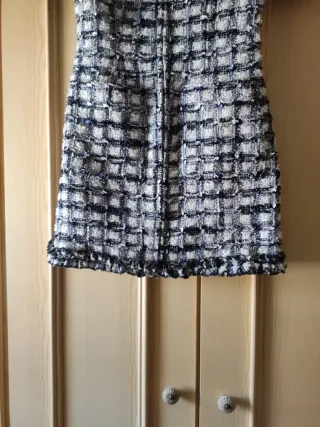 Vestido LOVESHACKFANCY cuadros blanco y negro