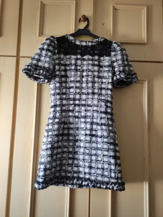 Vestido LOVESHACKFANCY cuadros blanco y negro