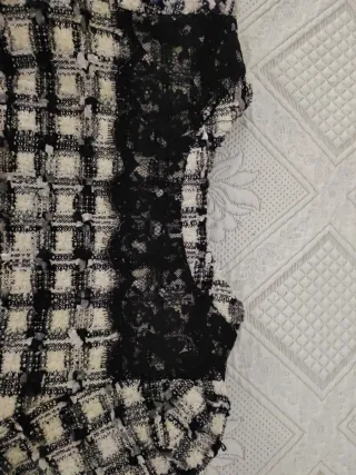 Vestido LOVESHACKFANCY cuadros blanco y negro