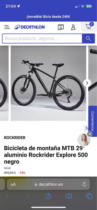 Bicicleta MTB Rockrider 29 aluminio negra l