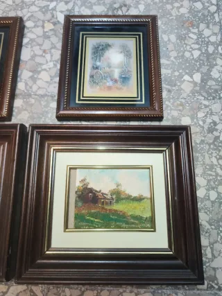 Set di 4 quadri miniatura ad olio