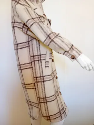 Cappotto a quadri beige e marrone