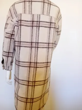 Cappotto a quadri beige e marrone