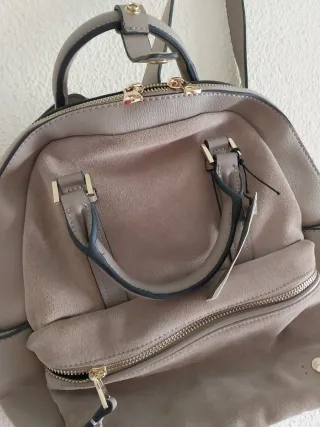 Mochila Parfois beige ante y piel
