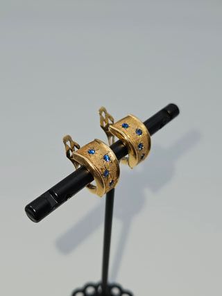 Pendientes Oro 18K, Piedras azules, 3,05gr, 1,5cm