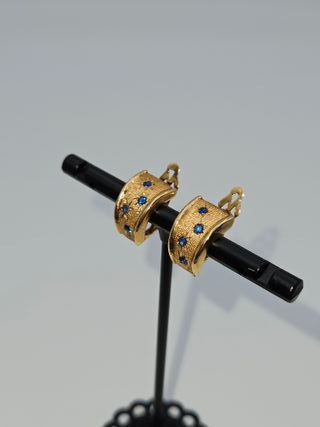 Pendientes Oro 18K, Piedras azules, 3,05gr, 1,5cm