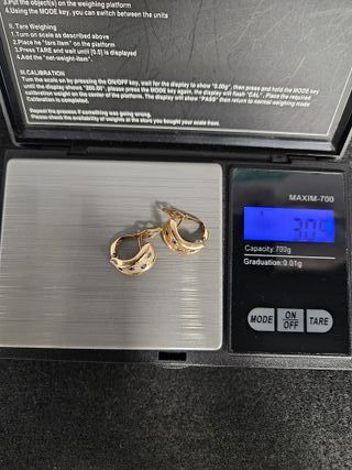 Pendientes Oro 18K, Piedras azules, 3,05gr, 1,5cm