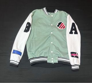 Giacca universitaria verde e bianca M