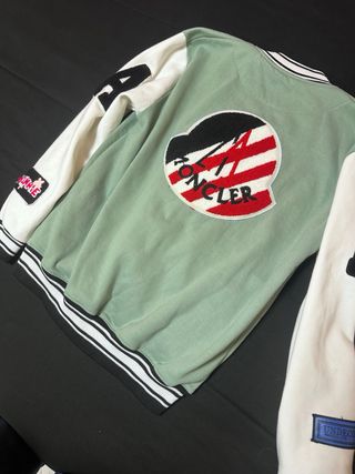 Giacca universitaria verde e bianca M