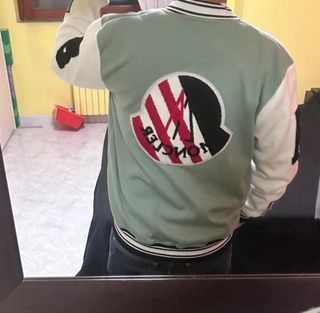 Giacca universitaria verde e bianca M