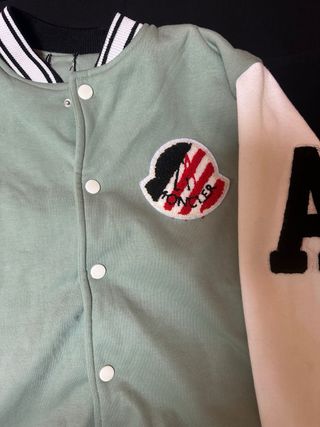 Giacca universitaria verde e bianca M