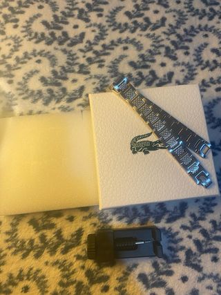 Pulsera Lacoste Plata y Blanco