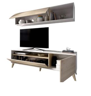 Mueble de salón y estantería flotante