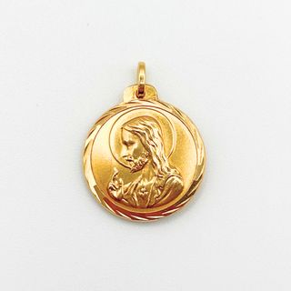 Colgante Medalla Oro 18K, Virgen y Cristo, 2.22gr