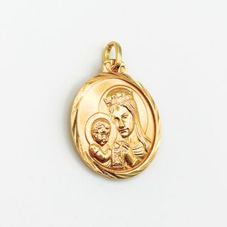 Colgante Medalla Oro 18K, Virgen y Cristo, 2.22gr