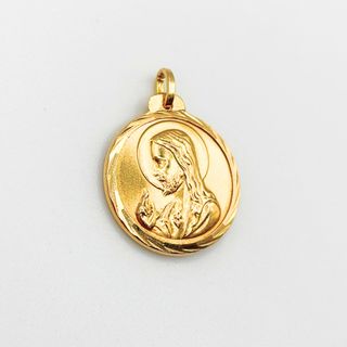 Colgante Medalla Oro 18K, Virgen y Cristo, 2.22gr